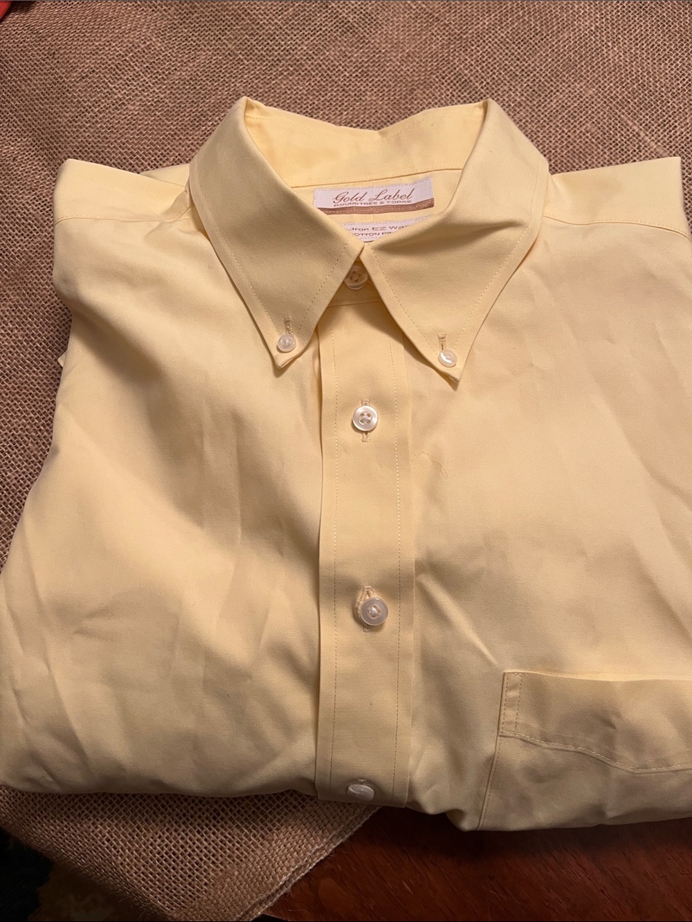 Roundtree & Yorke Pale Yellow Button-Down Dress Shirt